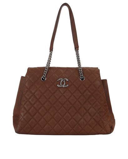 Chanel Quilted Large Lady Pearly Tote, &pound;1,950, Handbags, Brown, Caviar Leather, Front view